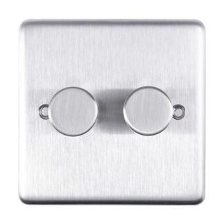 Eurolite SSS2DLED- Stainless Steel 2-Gang Dimmer - Satin- Stainless Steel (LEAD TIME: 2-3 DAYS)