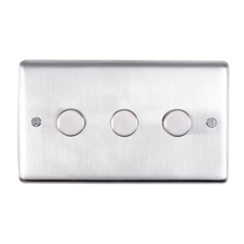 Eurolite SSS3D400- Stainless Steel 3-Gang Dimmer - Satin- Stainless Steel (LEAD TIME: 2-3 DAYS)
