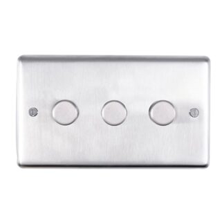 Eurolite SSS3DLED- Stainless Steel 3-Gang Dimmer - Satin- Stainless Steel (LEAD TIME: 2-3 DAYS)
