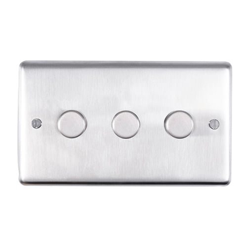 Eurolite SSS3DLED- Stainless Steel 3-Gang Dimmer - Satin- Stainless Steel (LEAD TIME: 2-3 DAYS)