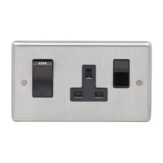 Eurolite SSS45ASWASB- Stainless Steel 45Amp Switch with a Socket - Satin- Stainless Steel (LEAD TIME: 2-3 DAYS)