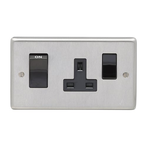 Eurolite SSS45ASWASB- Stainless Steel 45Amp Switch with a Socket - Satin- Stainless Steel (LEAD TIME: 2-3 DAYS)