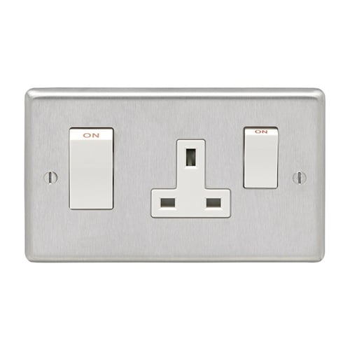 Eurolite SSS45ASWASW- Stainless Steel 45Amp Switch with a Socket - Satin- Stainless Steel (LEAD TIME: 2-3 DAYS)