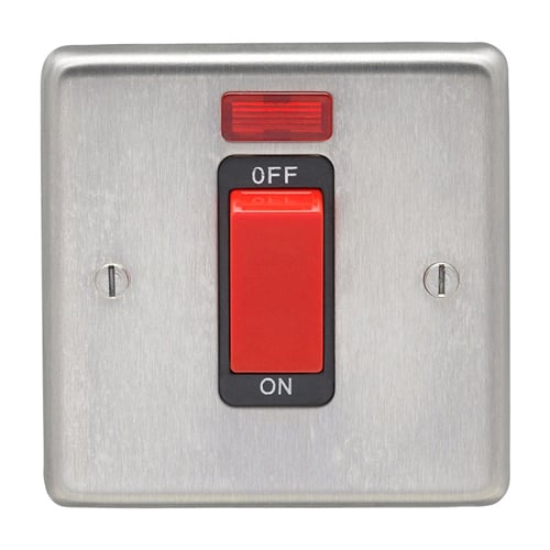 Eurolite SSS45ASWNSB- Stainless Steel 45Amp Switch with Neon Indicator - Satin- Stainless Steel (LEAD TIME: 2-3 DAYS)