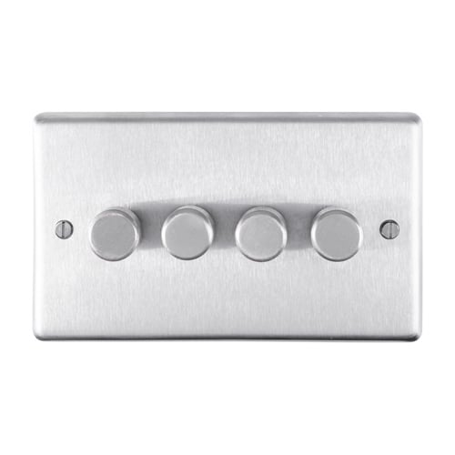 Eurolite SSS4D400- Stainless Steel 4-Gang Dimmer - Satin- Stainless Steel (LEAD TIME: 2-3 DAYS)