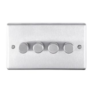 Eurolite SSS4DLED- Stainless Steel 4-Gang Dimmer - Satin- Stainless Steel (LEAD TIME: 2-3 DAYS)