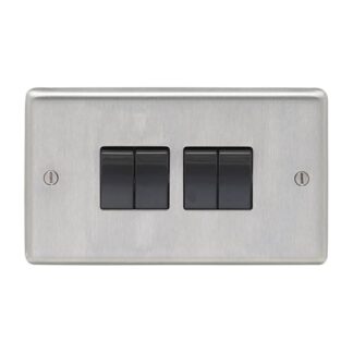Eurolite SSS4SWB- Stainless Steel 4-Gang Switch - Satin- Stainless Steel (LEAD TIME: 2-3 DAYS)