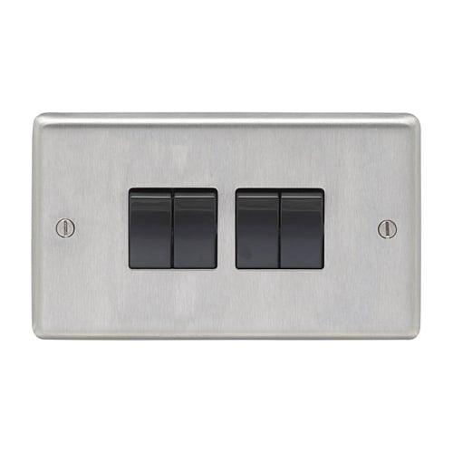 Eurolite SSS4SWB- Stainless Steel 4-Gang Switch - Satin- Stainless Steel (LEAD TIME: 2-3 DAYS)