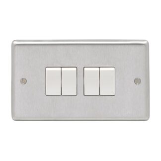 Eurolite SSS4SWW- Stainless Steel 4-Gang Switch - Satin- Stainless Steel (LEAD TIME: 2-3 DAYS)