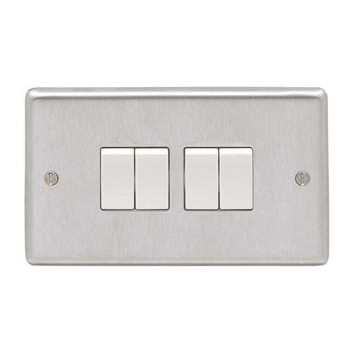 Eurolite SSS4SWW- Stainless Steel 4-Gang Switch - Satin- Stainless Steel (LEAD TIME: 2-3 DAYS)