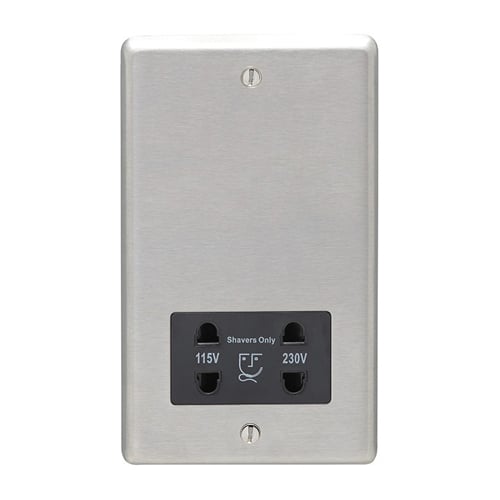 Eurolite SSSSHSB- Stainless Steel Shaver Socket - Satin- Stainless Steel (LEAD TIME: 2-3 DAYS)