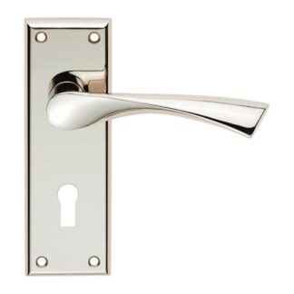 Serozzetta SZR021PN Venti Lever On Face-Fix Backplate lock 57mm - Polished nickel (LEAD TIME: 2-3 DAYS)