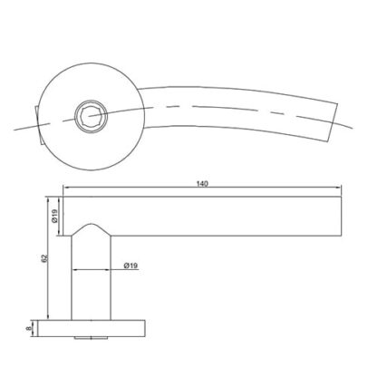 TSS Fire Rated Stainless Steel (SSS) 19mm Arched Lever On Rose Furniture - Image 2