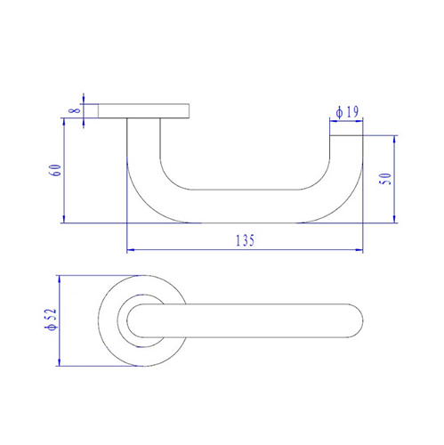 TSS Fire Rated Stainless Steel (SSS) 19mm Return To Door (Safety) Lever on Rose Furniture - Image 2