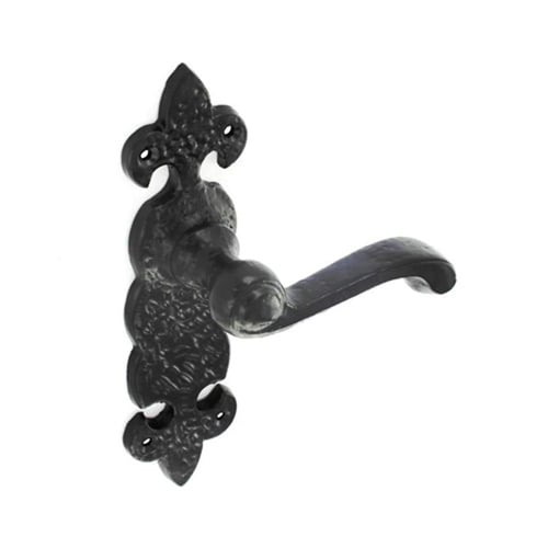 TSS Antique Black Scroll Lever On Plate Furniture - Image 2