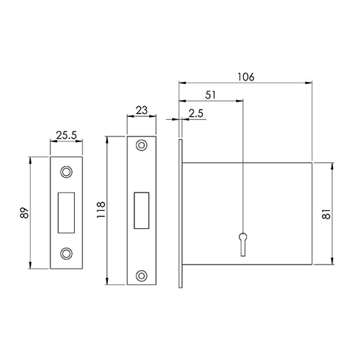 TSS Fire Brigade FB1/FB2 Mortice Deadlock - Image 2