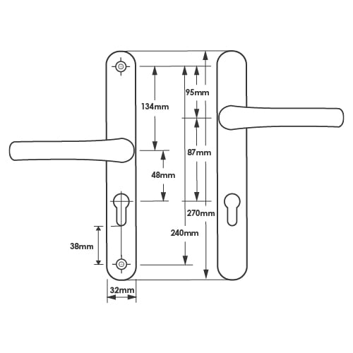 TSS LeverLever Offset UPVC Multipoint Door Handles - 48/87mm PZ - Sprung - 240mm Screw Centres - Image 2