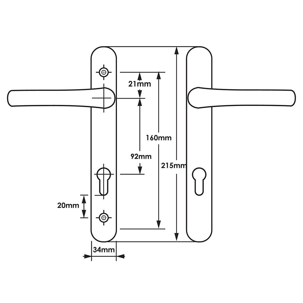 TSS Lever Lever Multipoint Door Handles - 92mm PZ - Sprung - 160mm Screw Centres - Image 4