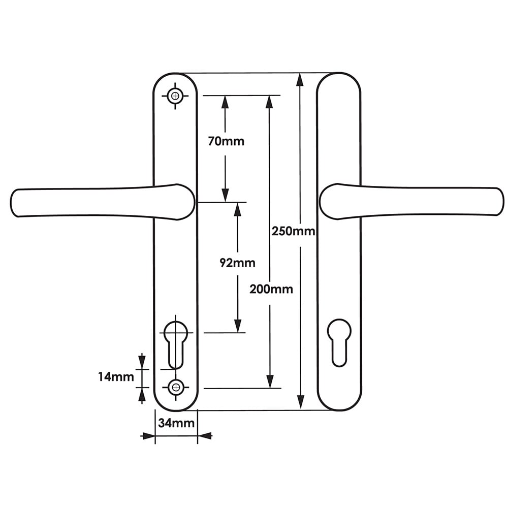 TSS Lever Lever UPVC Multipoint Door Handles - 92mm PZ - Sprung - 200mm Screw Centres - Image 2