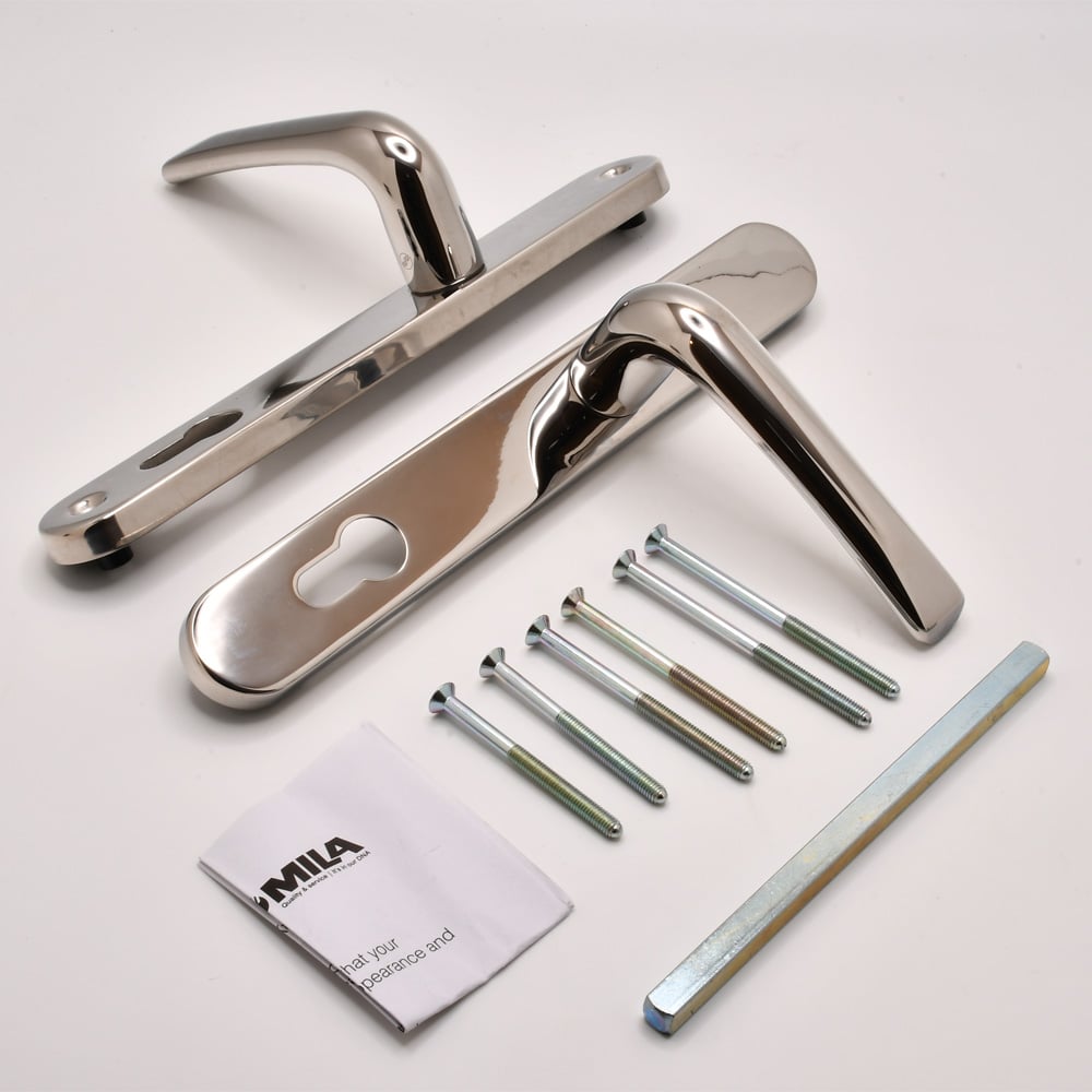 TSS Grade 304 Stainless Steel Lever Lever UPVC Multipoint Door Handles - 92mm PZ Sprung 210mm Screw Centres - Image 2