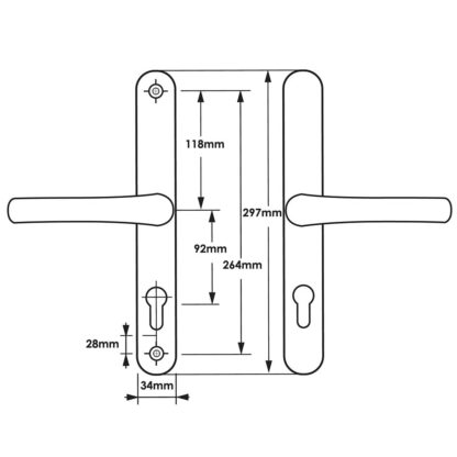 TSS Lever Lever Universal UPVC Multipoint Door Handles - 92mm PZ - Sprung - 264mm Screw Centres - Image 2