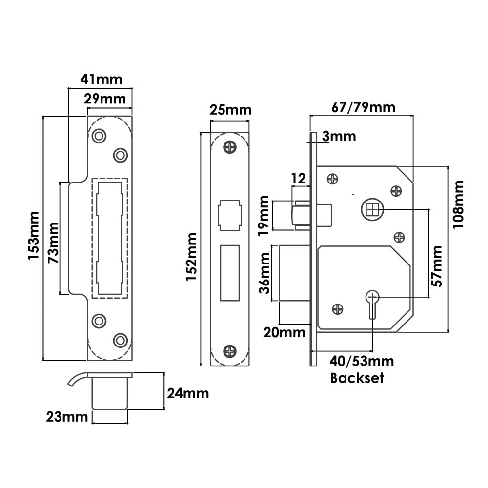 TSS Retro Fit British Standard 5 Lever Mortice Sashlock - Image 2