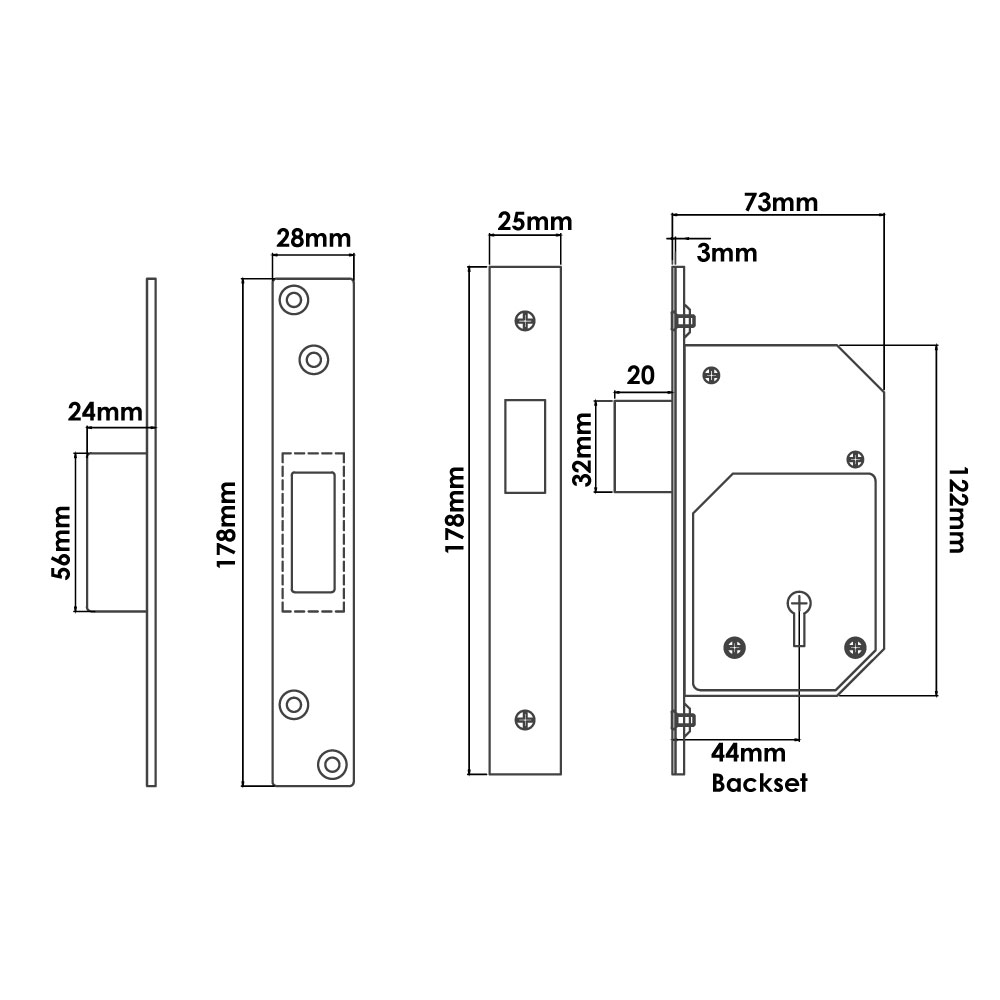 TSS British Standard Retro Fit 5 Lever Upright Mortice Deadlock - Image 2