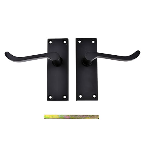 TSS Black Victorian Scroll Lever On Plate Furniture - Image 2