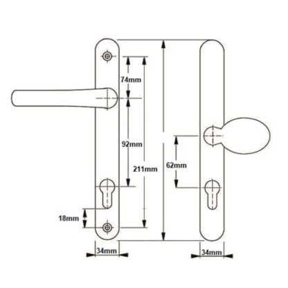 Brisant Secure Ultion TS007 2* Lever Pad UPVC Multipoint Door Handles - 92/62mm PZ Sprung 211mm Screw Centres - Image 2