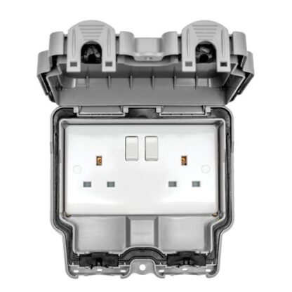 Eurolite WP4100 Utility 2-Gang Switched Socket - Grey (LEAD TIME: 2-3 DAYS)