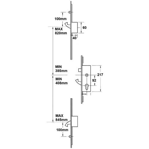 Yale Doormaster Latch 3 Hook 2 Roller Split Spindle UPVC Professional Repair Multipoint Door Lock - Image 2