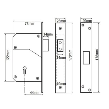 Zoo 5 Lever Upright Mortice Deadlock Satin - Image 2