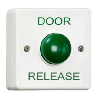 CQR AEB17/DR Surface Mounted Plastic Green Dome Button - Legend "Door Release" (LEAD TIME: 2-3 DAYS)