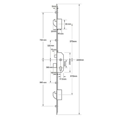 Mila Latch Deadbolt 2 Hooks 4 Rollers Lift Lever Spindle Multipoint Door Lock - Image 2