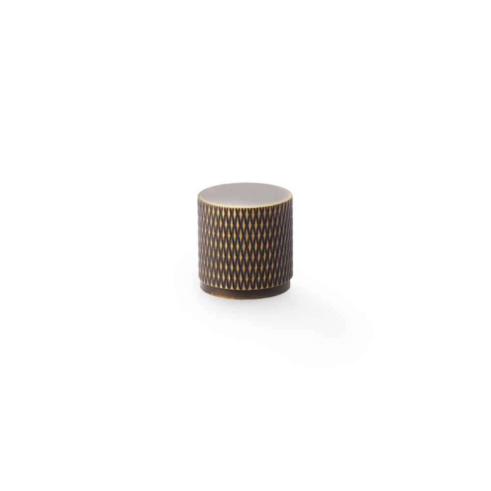 Alexander & Wilks AW800-20-AB Brunel Knurled Cylinder Cupboard Knob - Antique Brass 20mm (LEAD TIME: 2-3 DAYS)