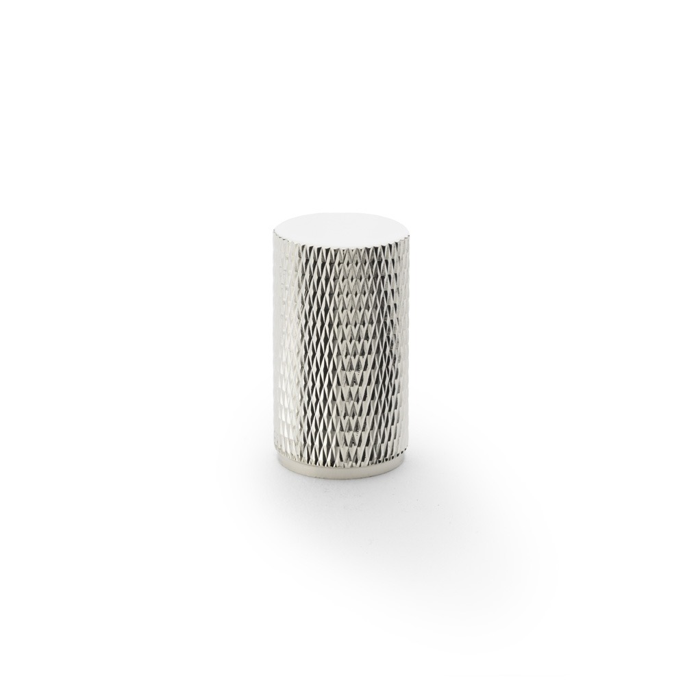 Alexander & Wilks AW800-35-PN Brunel Knurled Cylinder Cupboard Knob - Polished Nickel 35mm (LEAD TIME: 2-3 DAYS)
