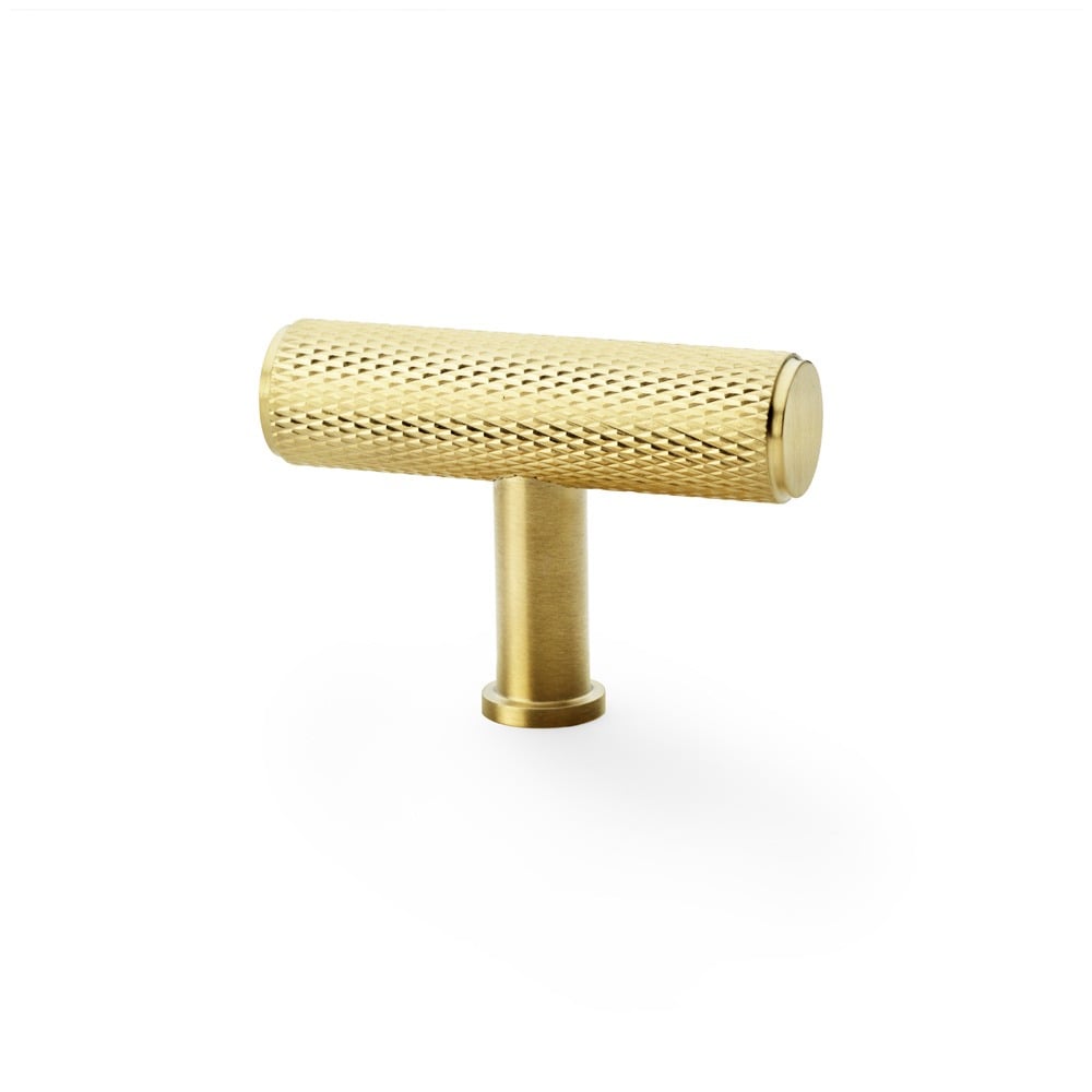 Alexander & Wilks AW801-55-SBPVD Crispin Knurled T Bar Cupboard Knob - Satin Brass PVD (LEAD TIME: 2-3 DAYS)