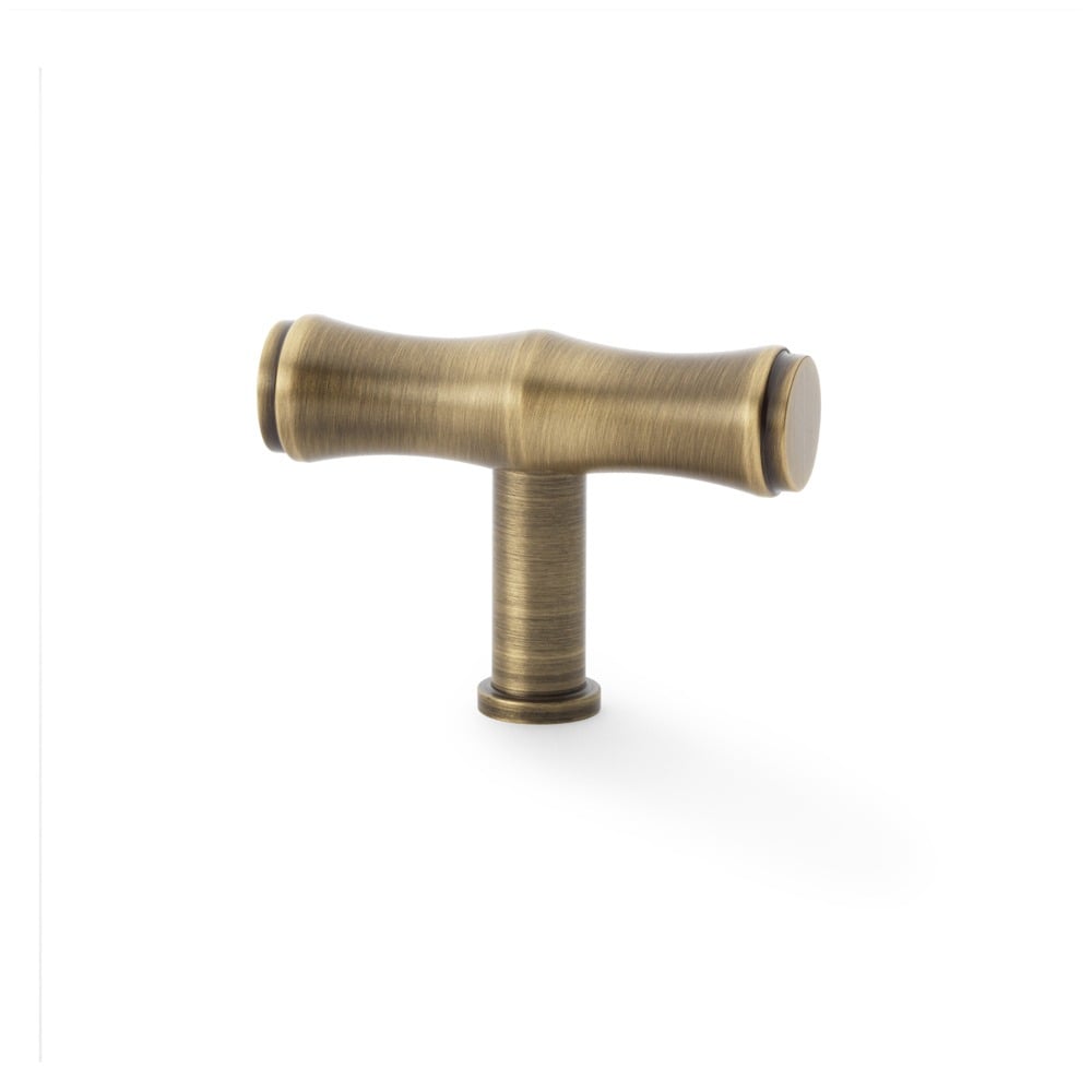 Alexander & Wilks AW801B-55-AB Crispin Bamboo T Bar Cupboard Knob - Antique Brass (LEAD TIME: 2-3 DAYS)
