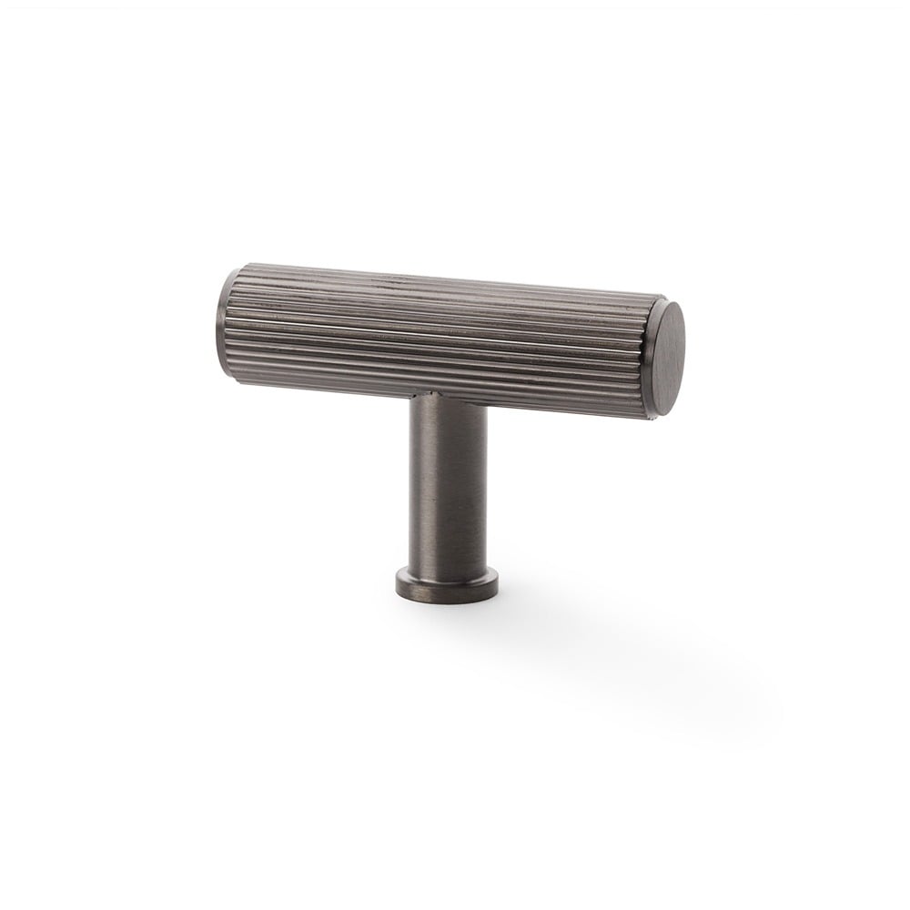 Alexander & Wilks AW801R-55-DBZPVD Crispin Reeded T Bar Cupboard Knob - Dark Bronze PVD (LEAD TIME: 2-3 DAYS)
