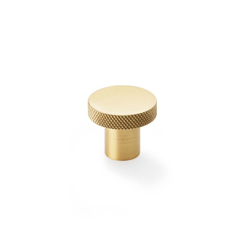 Alexander & Wilks AW802-30-SB Hanover Knurled Circular Cupboard Knob - Satin Brass 30mm (LEAD TIME: 2-3 DAYS)