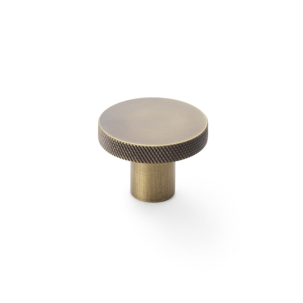 Alexander & Wilks AW802-38-AB Hanover Knurled Circular Cupboard Knob - Antique Brass 38mm (LEAD TIME: 2-3 DAYS)