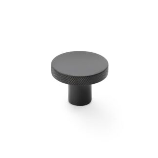 Alexander & Wilks AW802-38-BL Hanover Knurled Circular Cupboard Knob Black 38mm (LEAD TIME: 2-3 DAYS)