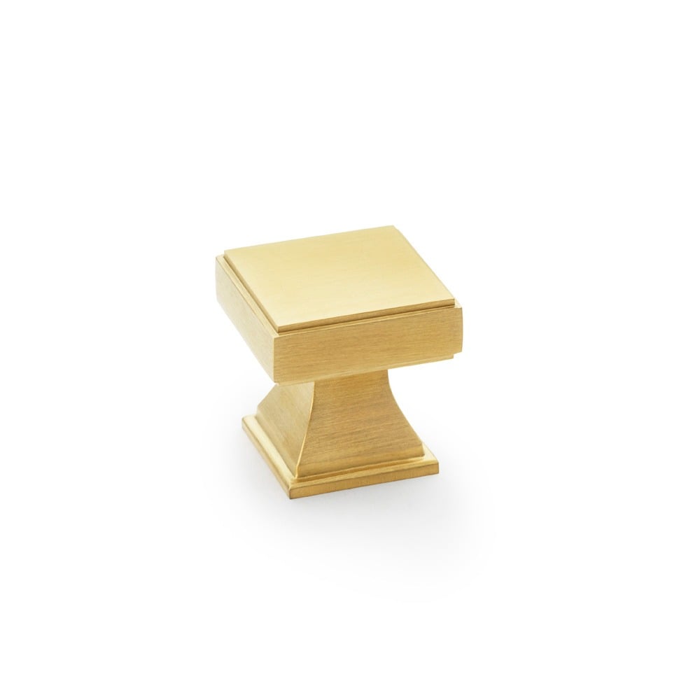 Alexander & Wilks AW806-30-SBPVD Jesper Square Cupboard Knob - Satin Brass PVD (LEAD TIME: 2-3 DAYS)