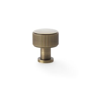 Alexander & Wilks AW807R-29-AB Lucia Reeded Cupboard Knob - Antique Brass 29mm (LEAD TIME: 2-3 DAYS)