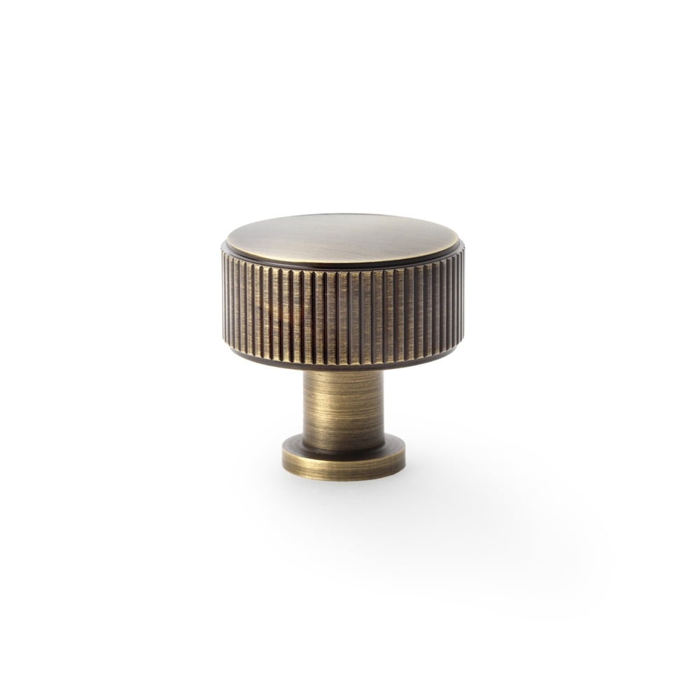 Alexander & Wilks AW807R-35-AB Lucia Reeded Cupboard Knob - Antique Brass 35mm (LEAD TIME: 2-3 DAYS)