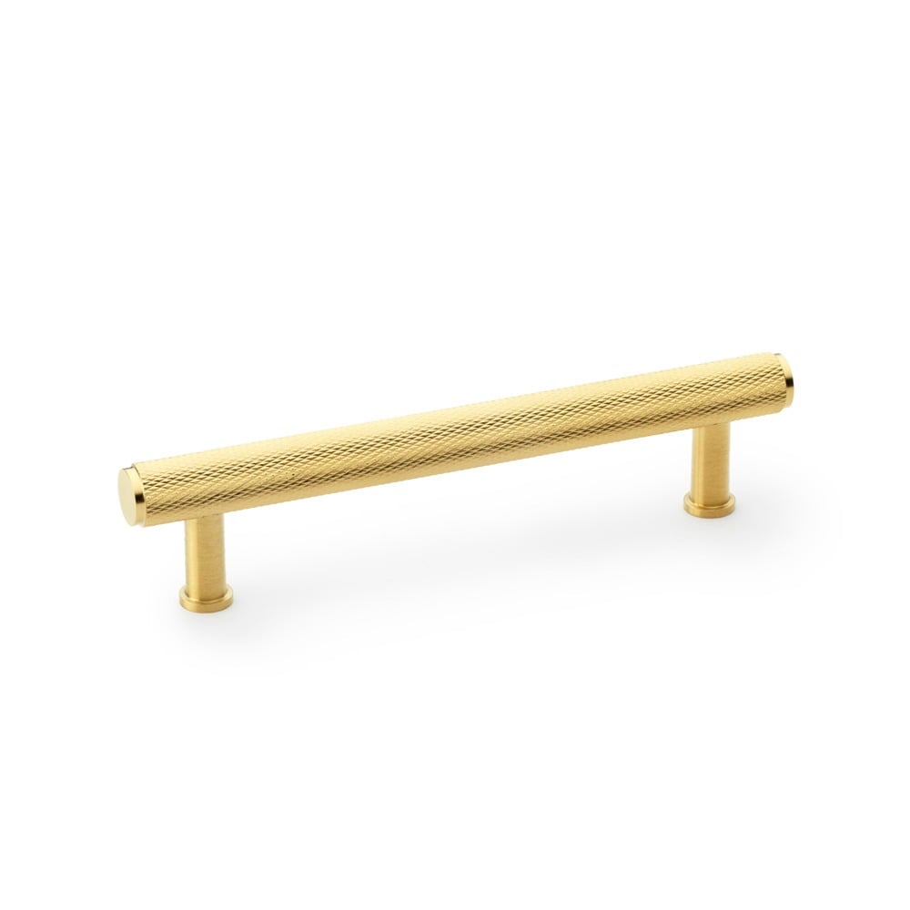 Alexander & Wilks AW809-128-SBPVD Crispin Knurled T Bar Cupboard Pull Handle - Satin Brass PVD 128mm (LEAD TIME: 2-3 DAYS)