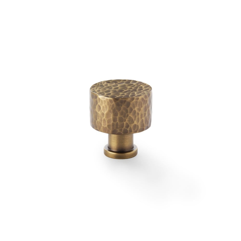 Alexander & Wilks AW816-30-AB Leila Hammered Cupboard Knob - Antique Brass 30mm (LEAD TIME: 2-3 DAYS)