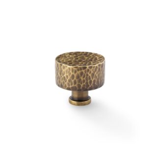 Alexander & Wilks AW816-35-AB Leila Hammered Cupboard Knob - Antique Brass 35mm (LEAD TIME: 2-3 DAYS)