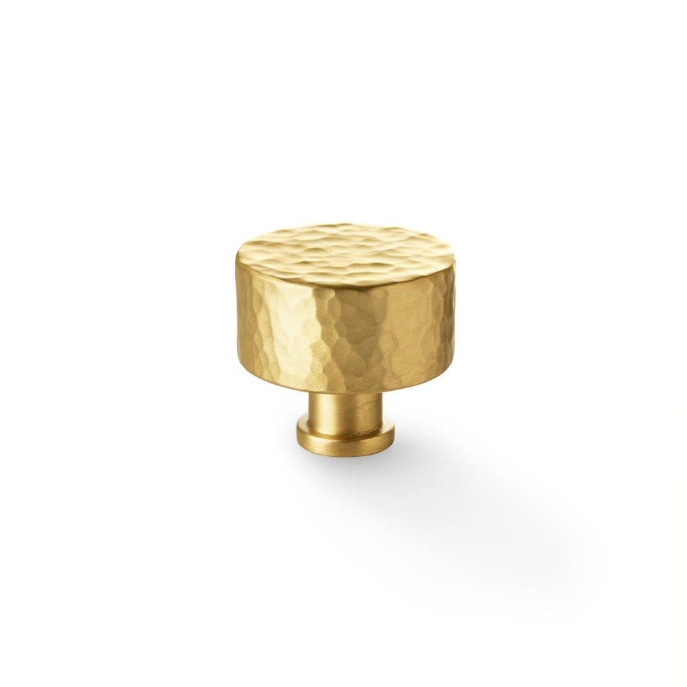 Alexander & Wilks AW816-35-SB Leila Hammered Cupboard Knob - Satin Brass 35mm (LEAD TIME: 2-3 DAYS)
