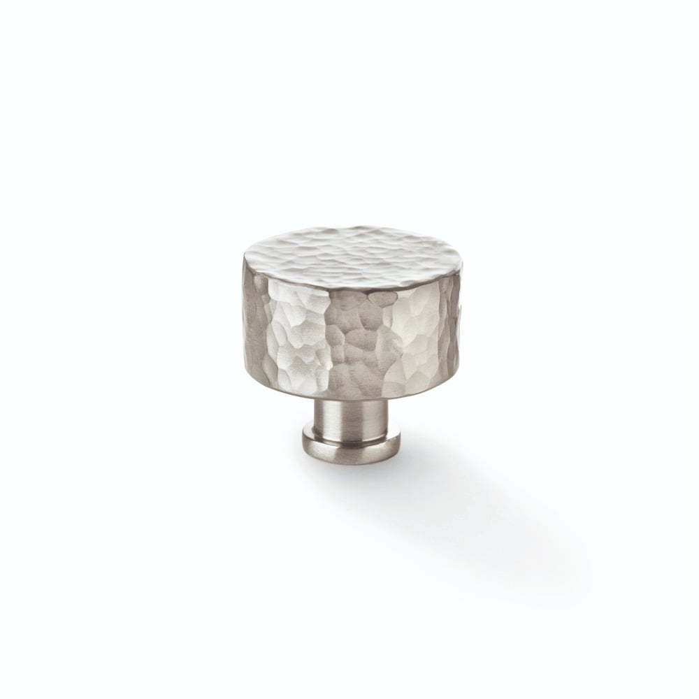 Alexander & Wilks AW816-35-SN Leila Hammered Cupboard Knob - Satin Nickel 35mm (LEAD TIME: 2-3 DAYS)
